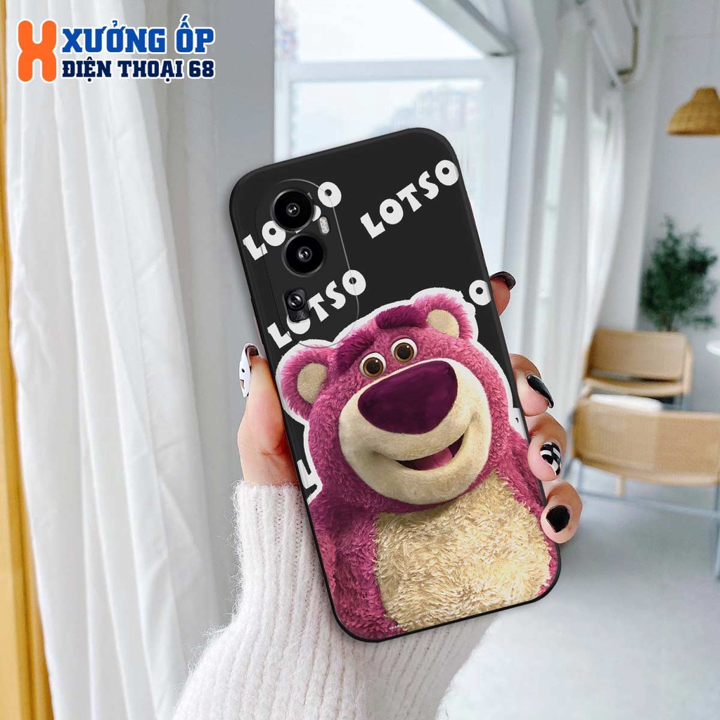 Ốp lưng TPU Oppo Reno 10 Pro Pro+ / Reno10 Pro Plus hình gấu dâu lotso cute bear, ốp silicon TPU dẻo rẻ đẹp