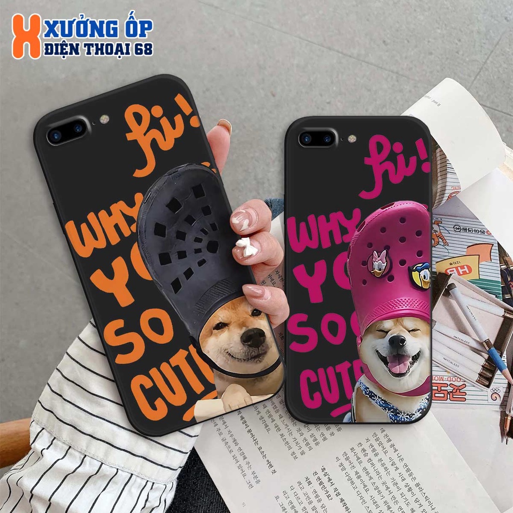 Ốp lưng TPU iPhone 5 5s 6 6s 7 7p 8 8p hình chó đội dép so cute, ốp silicon TPU dẻo rẻ đẹp