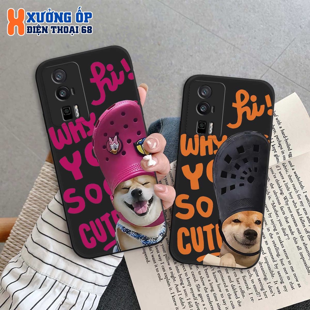 Ốp lưng TPU Xiaomi Redmi K60 / K60 Pro hình chó đội dép so cute, ốp silicon TPU dẻo rẻ đẹp