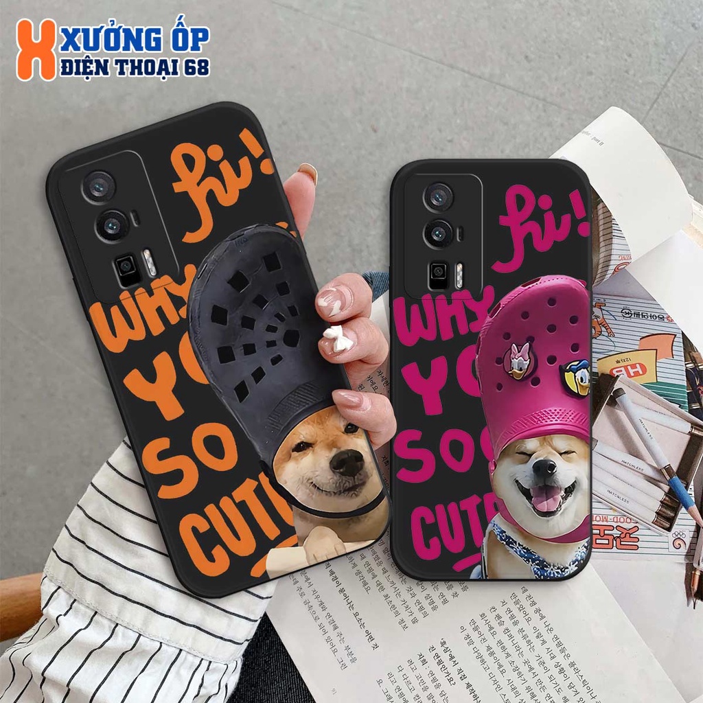 Ốp lưng TPU Xiaomi Redmi K60 / K60 Pro hình chó đội dép so cute, ốp silicon TPU dẻo rẻ đẹp