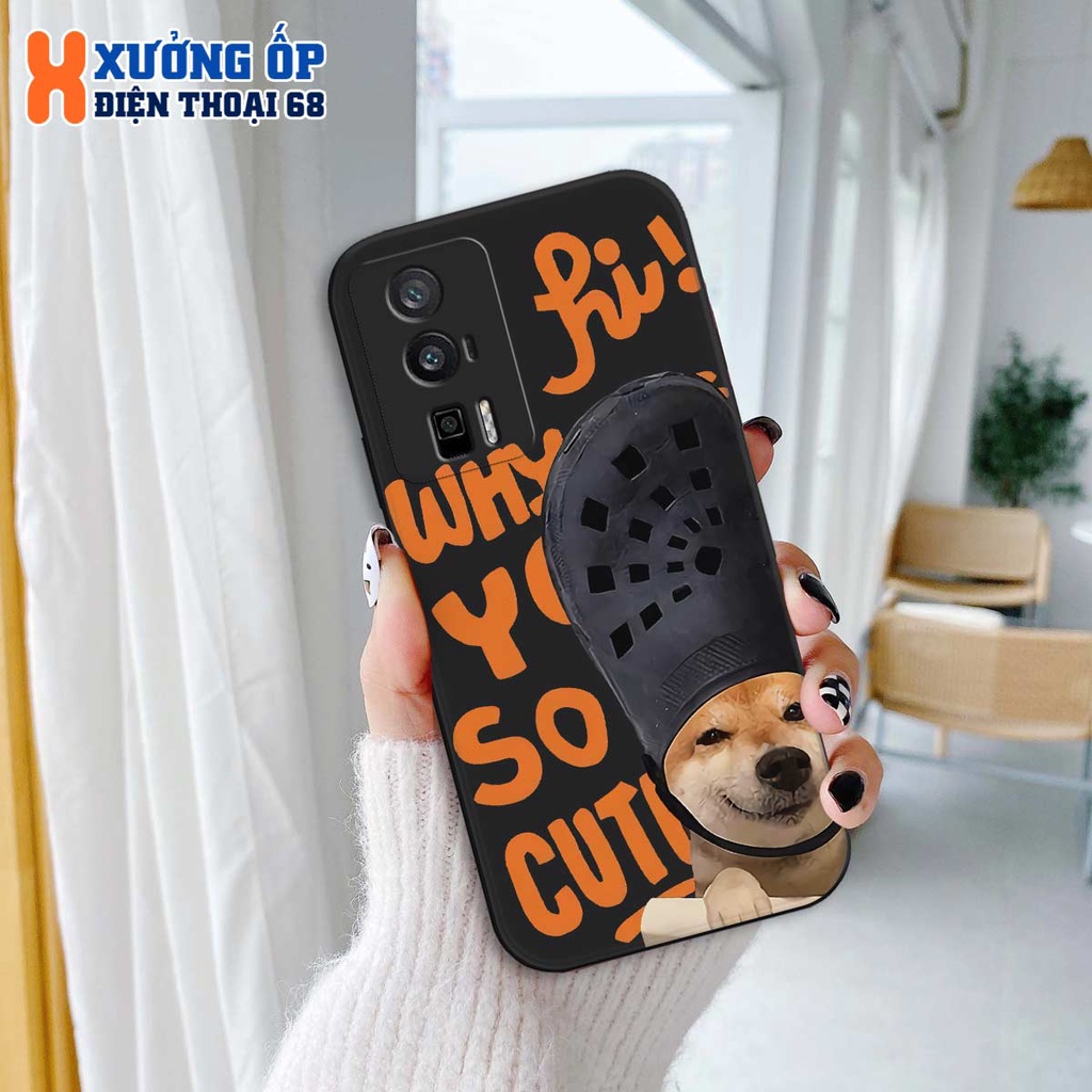 Ốp lưng TPU Xiaomi Redmi K60 / K60 Pro hình chó đội dép so cute, ốp silicon TPU dẻo rẻ đẹp
