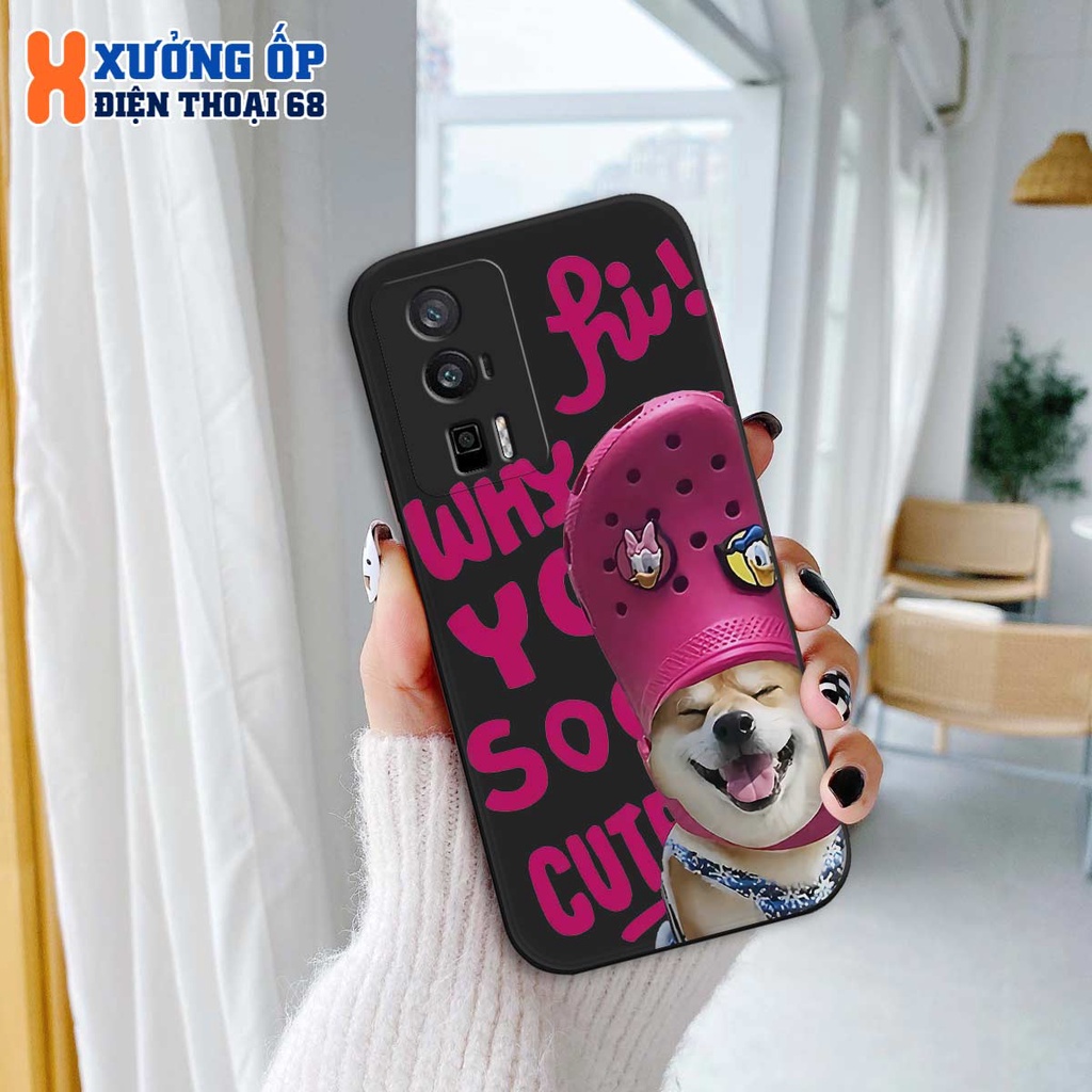 Ốp lưng TPU Xiaomi Redmi K60 / K60 Pro hình chó đội dép so cute, ốp silicon TPU dẻo rẻ đẹp