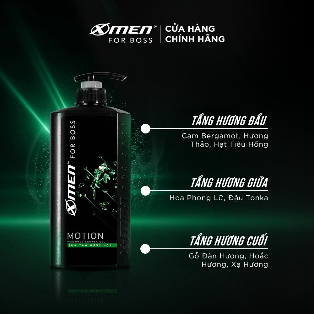 Sữa tắm Nước hoa X-Men For Boss Motion 650g - Mùi hương năng động phóng khoáng