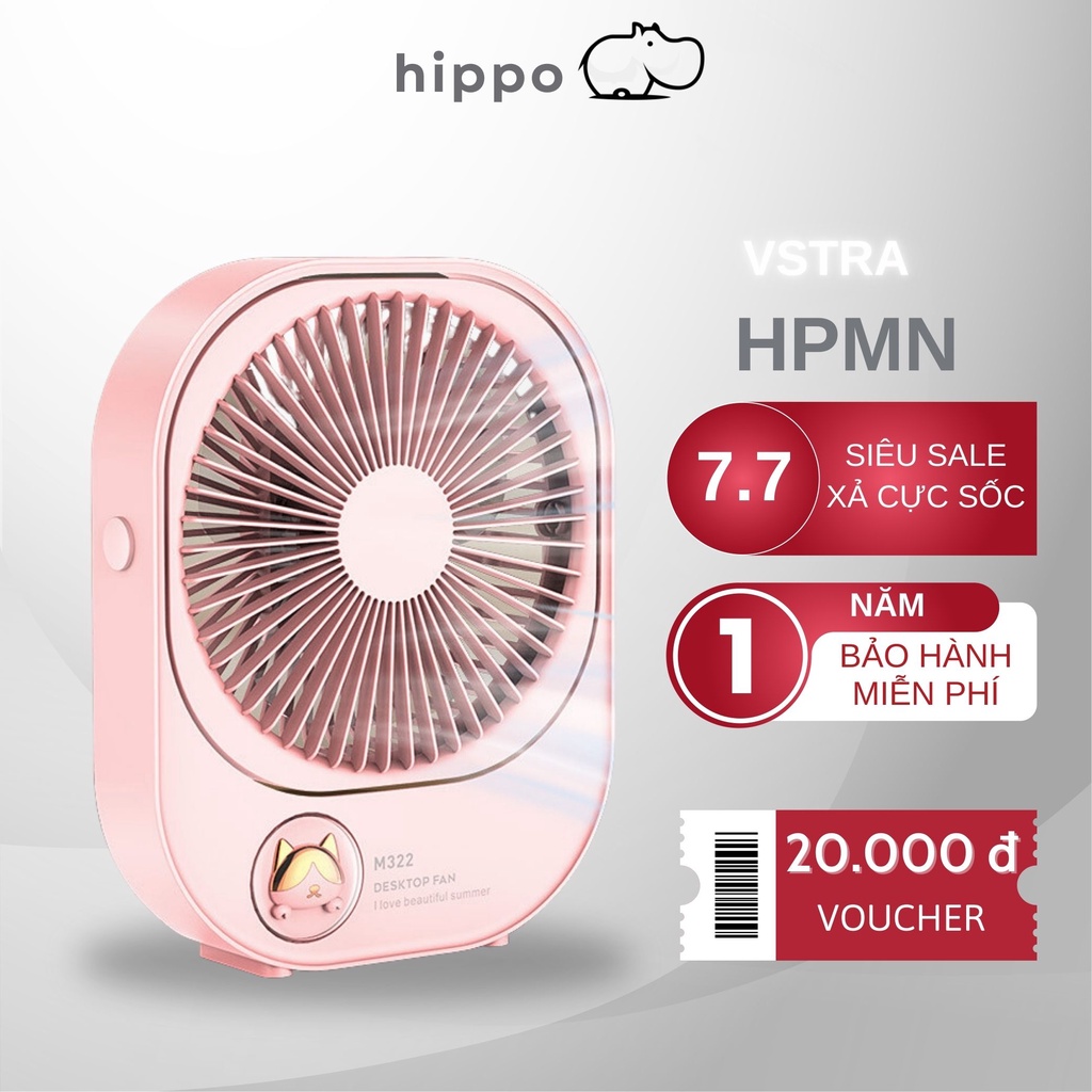 Quạt tích điện mini, quạt để bàn, quay 360 độ