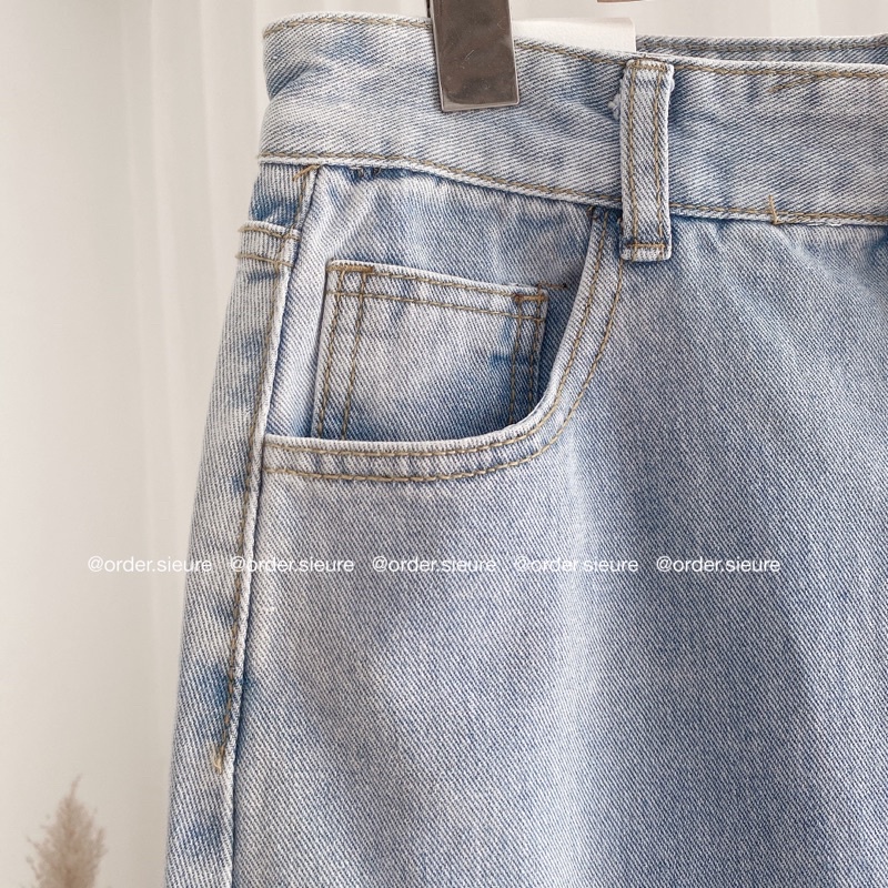 Chân váy jeans dáng dài xẻ trước hàng quảng châu loại 1