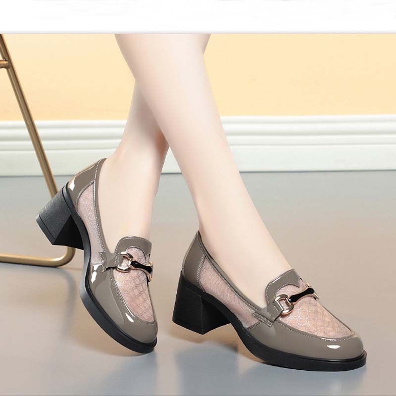 Giày Sandal Da Đế Mềm Dày Phối Lưới Thoáng Khí Thời Trang Xuân Hè 2023 Cho Nữ