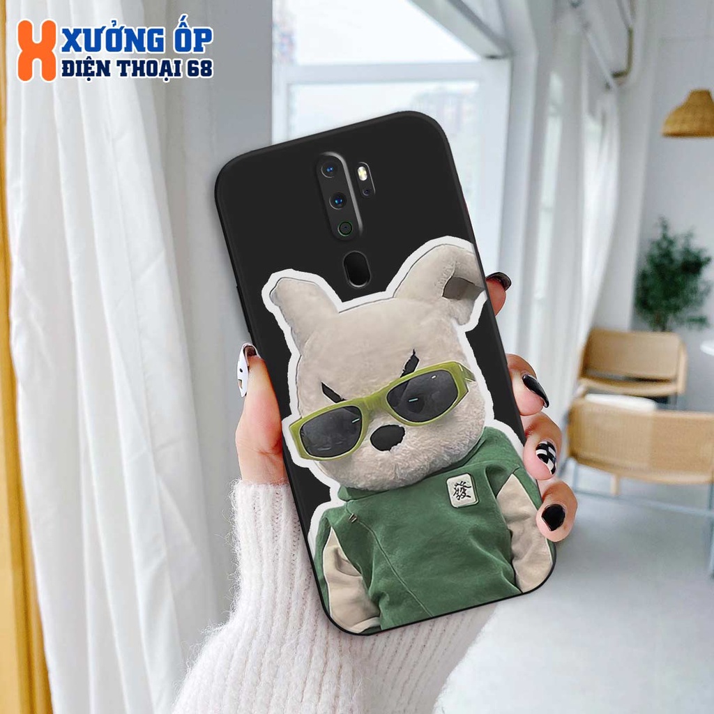 Ốp lưng TPU Oppo A5 2020 / A9 2020 thỏ trắng đeo kính cực ngầu, ốp silicon TPU dẻo rẻ đẹp