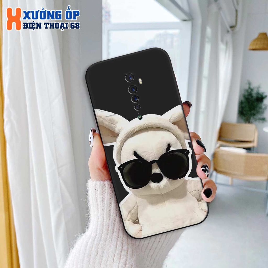 Ốp lưng TPU Oppo Reno 2f / Reno2 F thỏ trắng đeo kính cực ngầu, ốp silicon TPU dẻo rẻ đẹp