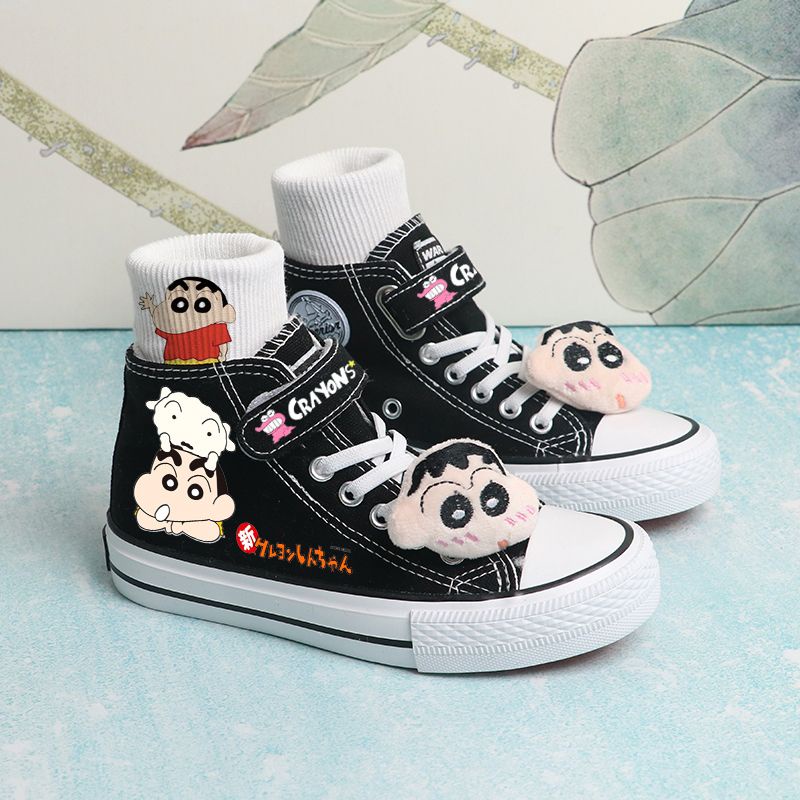 Giày Thể Thao Vải canvas Chống Trượt In Hoạt Hình Cậu Bé Bút Chì Shin Dễ Thương Cho Bé Gái