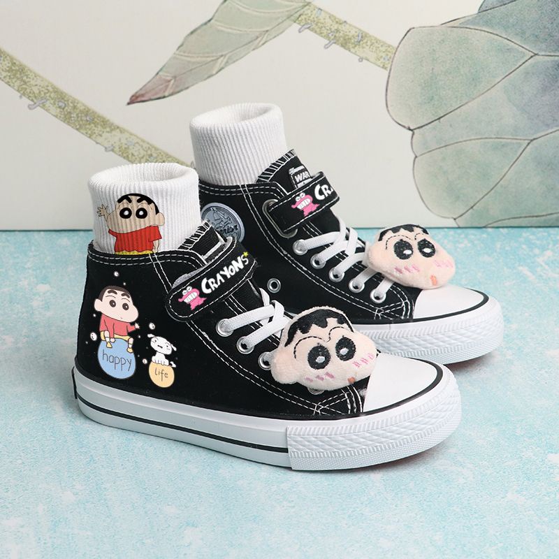 Giày Thể Thao Vải canvas Chống Trượt In Hoạt Hình Cậu Bé Bút Chì Shin Dễ Thương Cho Bé Gái