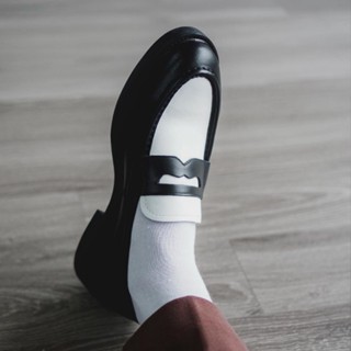 Giày sơn tùng penny loafer, giày lười da nam màu đen trắng đế khâu tôn dáng 3cm mã D10