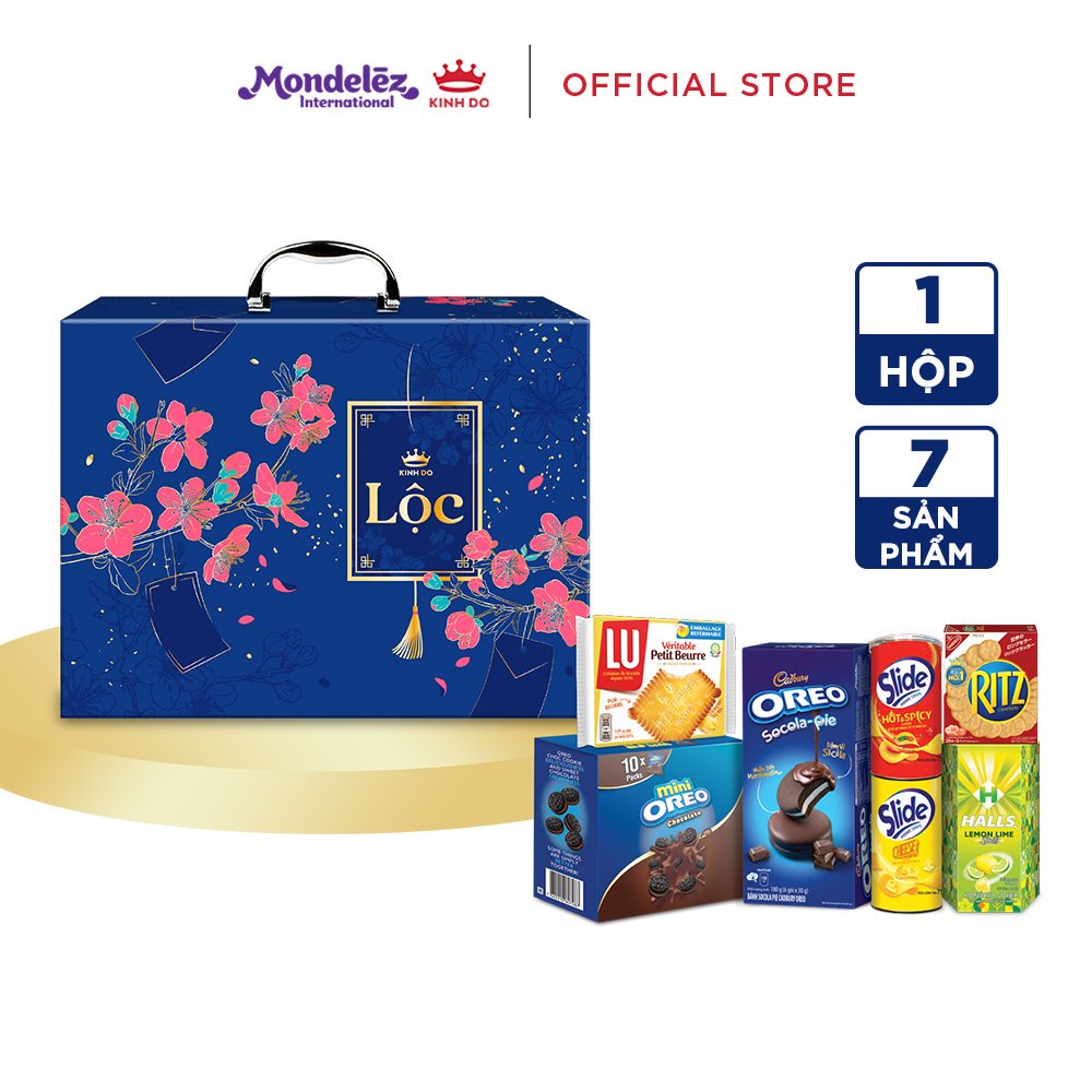 - Hộp bánh kẹo Kinh Đô - Lộc như ý 1082g