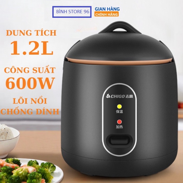 Nồi Cơm Điện Mini Chigo Chính Hãng, Nồi Nấu Đa Năng, Nấu Cơm, Hầm Cháo, Hấp, Luộc Dung Tích 1.2L _ HC3