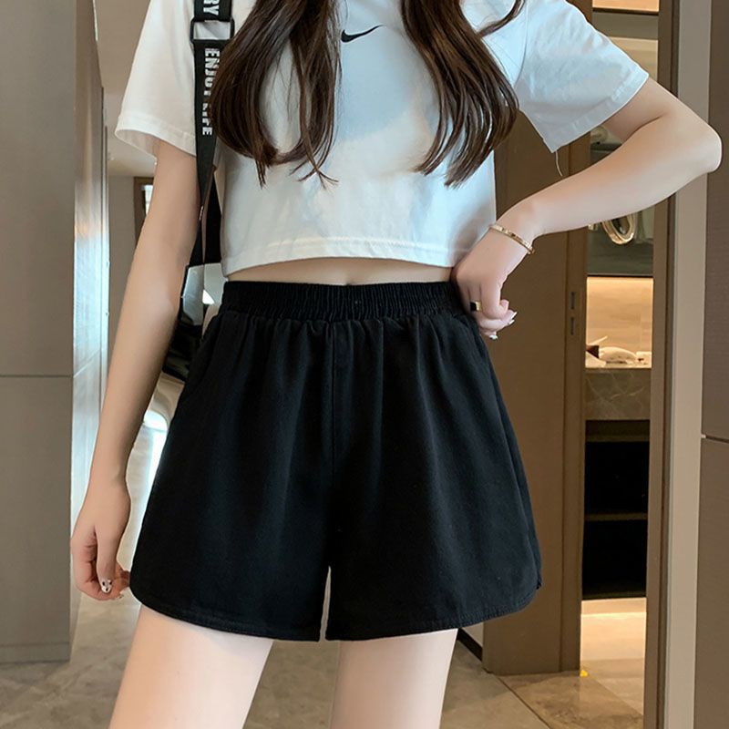 Jiashucheng Quần Short Thể Thao Màu Đen Lưng Cao Dáng Chữ a Thời Trang Xuân Hè Cho Nữ