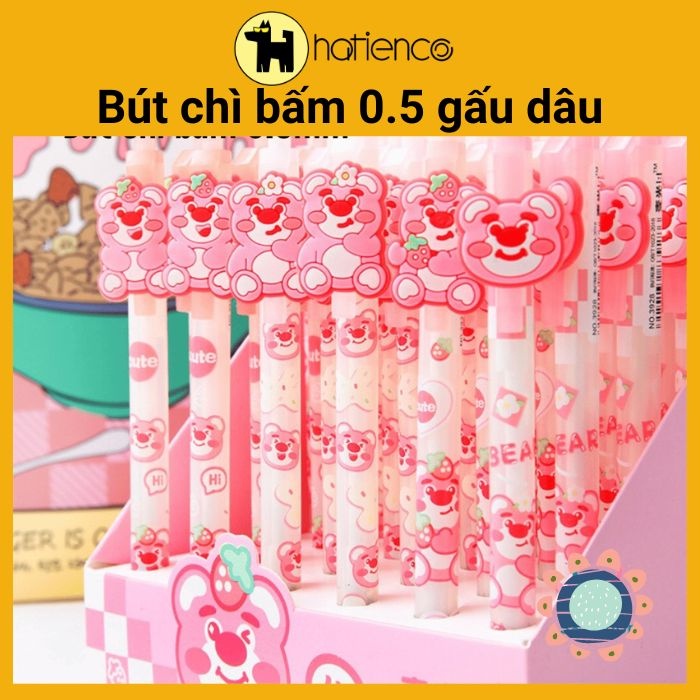 Bút chì bấm, viết chì ngòi gấu dâu dễ thương 0.5mm