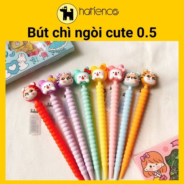 Bút chì bấm, viết chì ngòi gấu dâu dễ thương 0.5mm