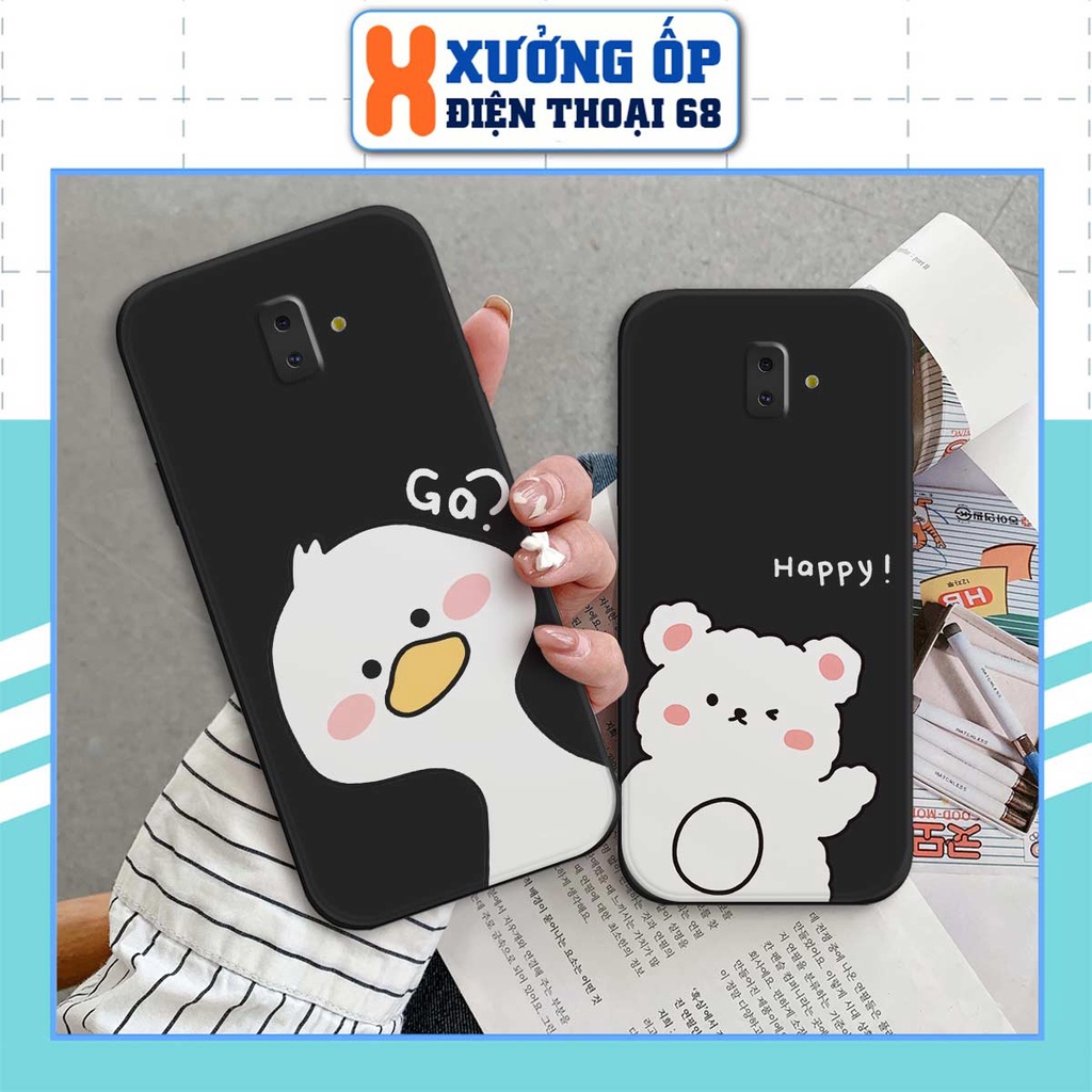 Ốp lưng TPU Samsung J6 Plus 2018 / J6+ gấu gà trắng dễ thương cute, ốp silicon TPU dẻo rẻ đẹp