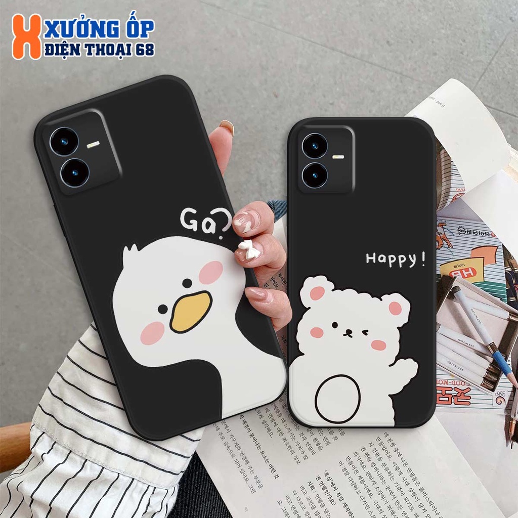 Ốp lưng TPU Vivo Y22s gấu gà trắng dễ thương cute, ốp silicon TPU dẻo rẻ đẹp