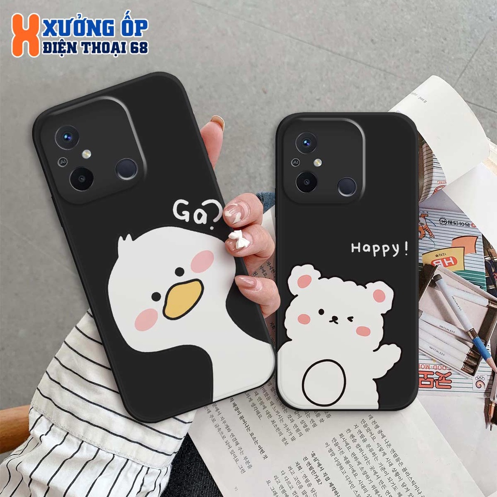Ốp lưng TPU Xiaomi Redmi 12C gấu gà trắng dễ thương cute, ốp silicon TPU dẻo rẻ đẹp