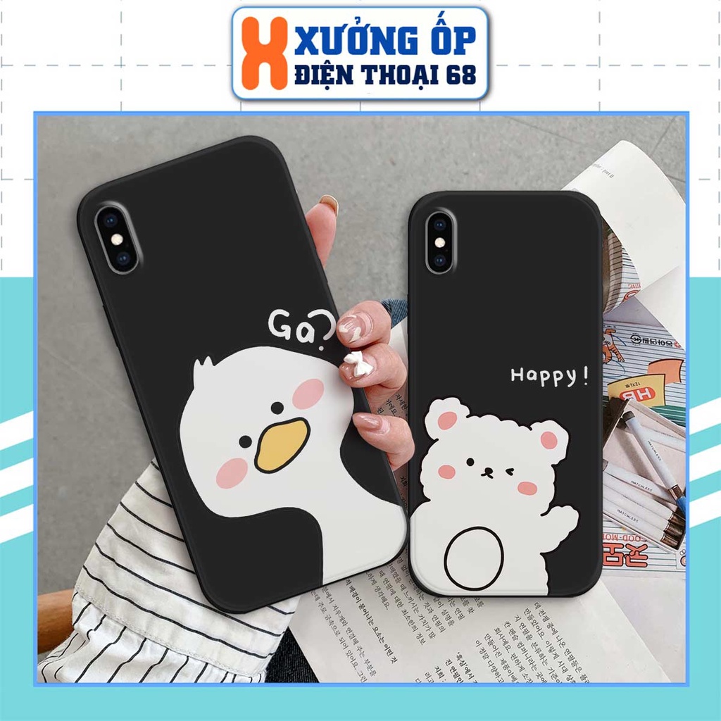 Ốp lưng TPU iPhone X Xr Xs XsMax Max gấu gà trắng dễ thương cute, ốp silicon TPU dẻo rẻ đẹp