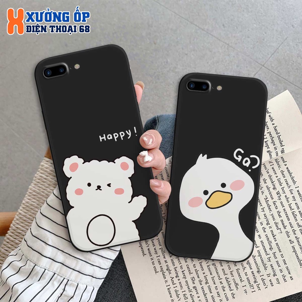 Ốp lưng TPU iPhone 5 5s 6 6s 7 7p 8 8p gấu gà trắng dễ thương cute, ốp silicon TPU dẻo rẻ đẹp