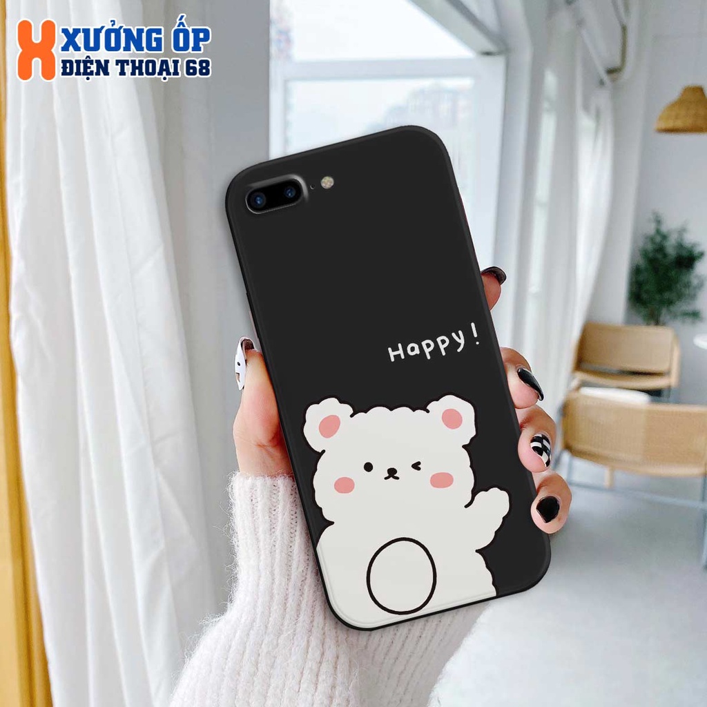 Ốp lưng TPU iPhone 5 5s 6 6s 7 7p 8 8p gấu gà trắng dễ thương cute, ốp silicon TPU dẻo rẻ đẹp