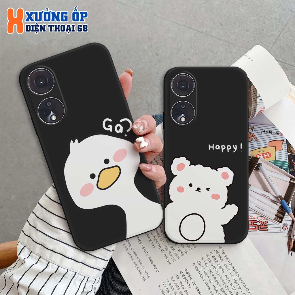 Ốp lưng TPU Oppo Reno 8T / Reno8 T 4G 5G gấu gà trắng dễ thương cute, ốp silicon TPU dẻo rẻ đẹp