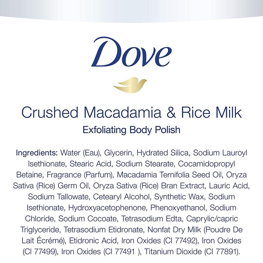 [Bản Mỹ] Tẩy Da, Tẩy Tế Bào Chết Body Dove Macadamia Bản Mỹ 298gr Exfoliating Body, Giúp Sáng Mịn Chăm Sóc Da
