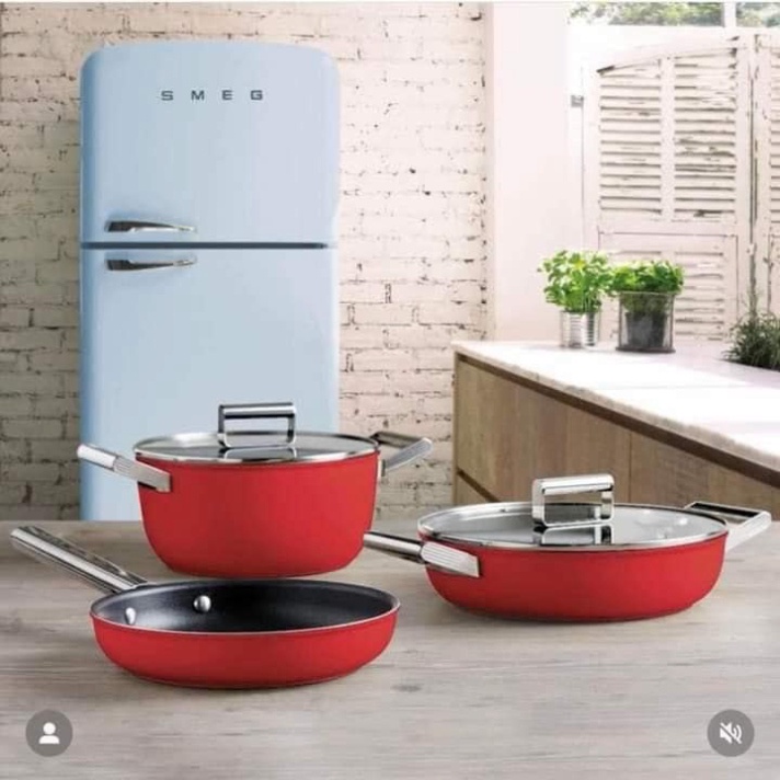 Bộ Nồi Chảo Chống Dính SMEG, Dùng Cho Mọi Loại Bếp, Made in Italy, Bepchauau
