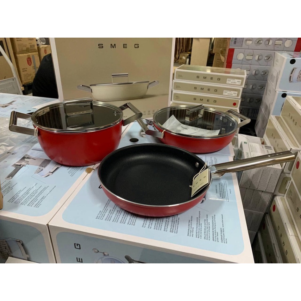 Bộ Nồi Chảo Chống Dính SMEG, Dùng Cho Mọi Loại Bếp, Made in Italy, Bepchauau