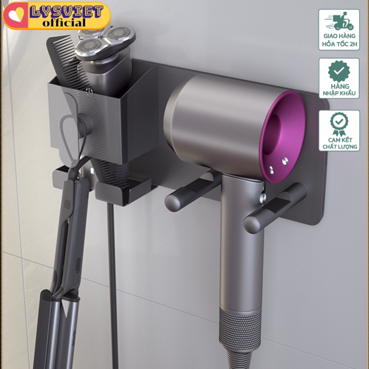 [Lysviet HCM] Giá đỡ máy sấy tóc treo tường Hair Dryer Holder Wall Mounted DS001 tải 10kg max
