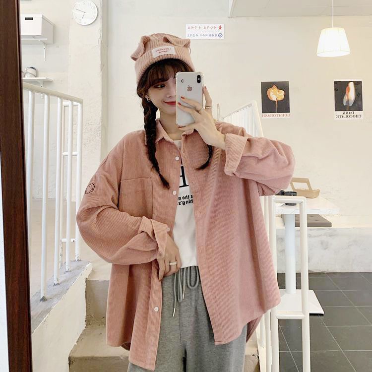 Jiashucheng Áo Sơ Mi Tay Dài Thêu Hình Mặt Cười Phong Cách Hàn Quốc Thời Trang Xuân Thu Mới Cho Nữ