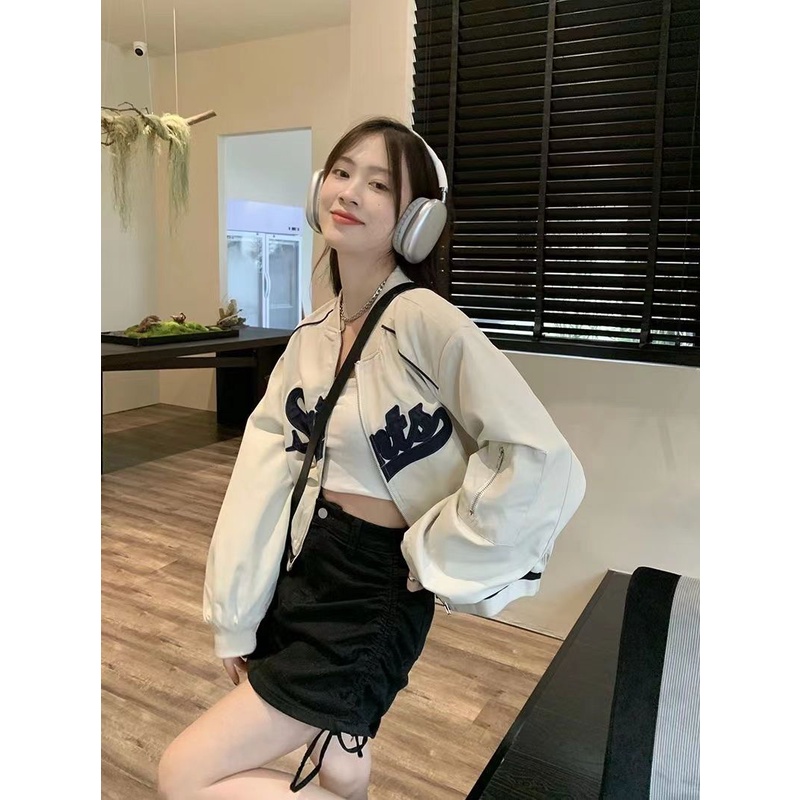 Jiashucheng Áo Khoác Bóng Chày Mỏng Dáng Rộng Dài Tay Thời Trang Mùa Hè Dành Cho Nữ