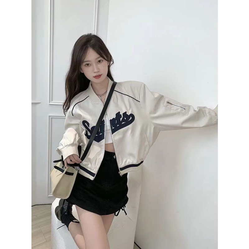 Jiashucheng Áo Khoác Bóng Chày Mỏng Dáng Rộng Dài Tay Thời Trang Mùa Hè Dành Cho Nữ