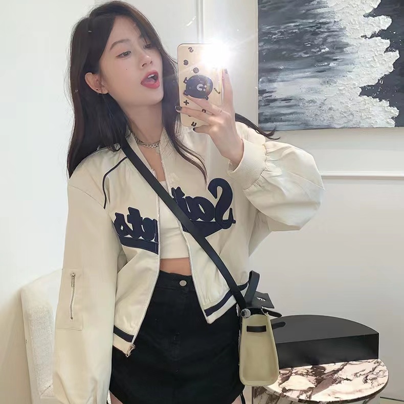 Jiashucheng Áo Khoác Bóng Chày Mỏng Dáng Rộng Dài Tay Thời Trang Mùa Hè Dành Cho Nữ