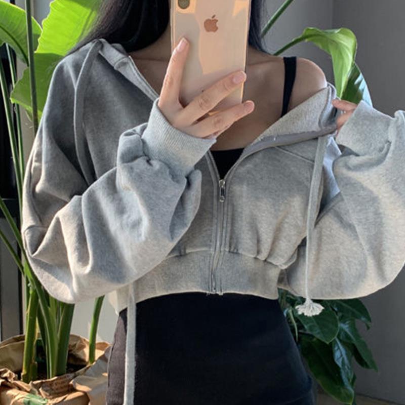 Jiashucheng Áo Khoác Ngắn Tay Dài Có Nón Và Khóa Kéo Đôi Phong Cách Hàn Quốc Thời Trang Mùa Thu Mới Jiashucheng