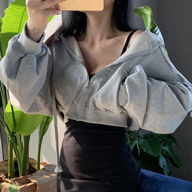 Jiashucheng Áo Khoác Ngắn Tay Dài Có Nón Và Khóa Kéo Đôi Phong Cách Hàn Quốc Thời Trang Mùa Thu Mới Jiashucheng