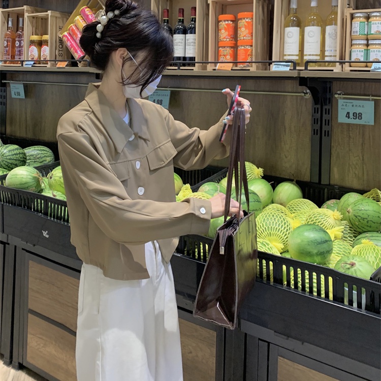 Jiashucheng Áo Khoác Vest Mỏng Tay Dài Cổ Bẻ Dáng Ngắn Cỡ Nhỏ Phong Cách Retro Thời Trang Mùa Xuân Mới Cho Nữ