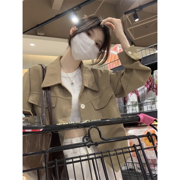 Jiashucheng Áo Khoác Vest Mỏng Tay Dài Cổ Bẻ Dáng Ngắn Cỡ Nhỏ Phong Cách Retro Thời Trang Mùa Xuân Mới Cho Nữ