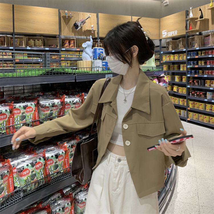 Jiashucheng Áo Khoác Vest Mỏng Tay Dài Cổ Bẻ Dáng Ngắn Cỡ Nhỏ Phong Cách Retro Thời Trang Mùa Xuân Mới Cho Nữ