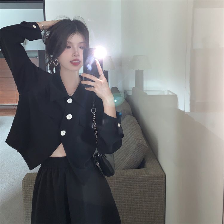 Jiashucheng Áo Khoác Vest Mỏng Tay Dài Cổ Bẻ Dáng Ngắn Cỡ Nhỏ Phong Cách Retro Thời Trang Mùa Xuân Mới Cho Nữ