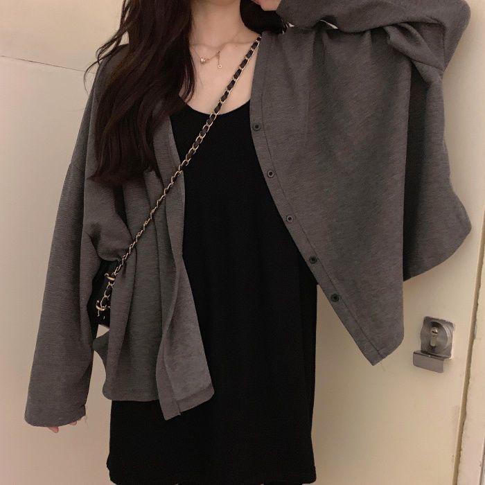 Jiashucheng Áo Khoác Cardigan Mỏng Tay Dài Dáng Rộng Ngắn Thời Trang Xuân Thu Mới Cho Nữ