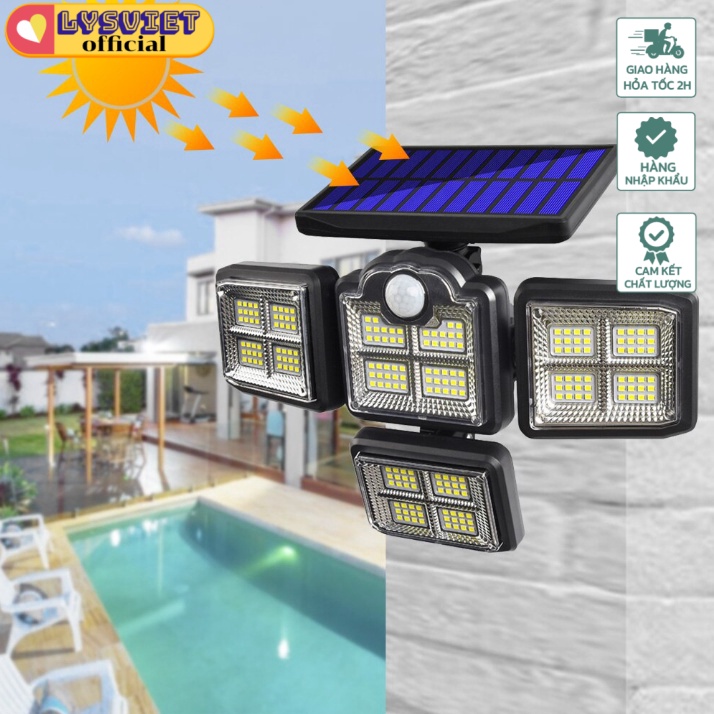 [Lysviet HCM] Đèn ngoài trời LED năng lượng mặt trời cảm biến chuyển động Outdoor Solar Lights 4 Hea