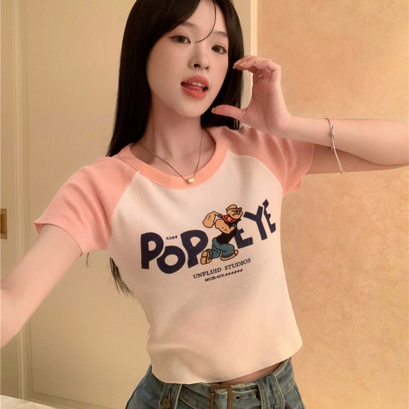 Jiashucheng Áo Thun Tay Ngắn Hở Vai Dáng Ôm Eo Cao Phong Cách Retro Mỹ Ngọt Ngào Thời Trang Mùa Hè Dành Cho Nữ