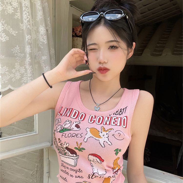 Jiashucheng Áo Hai Dây Dáng Ngắn Mặc Trong Mùa Hè Phong Cách Mỹ Ngọt Ngào Cho Nữ