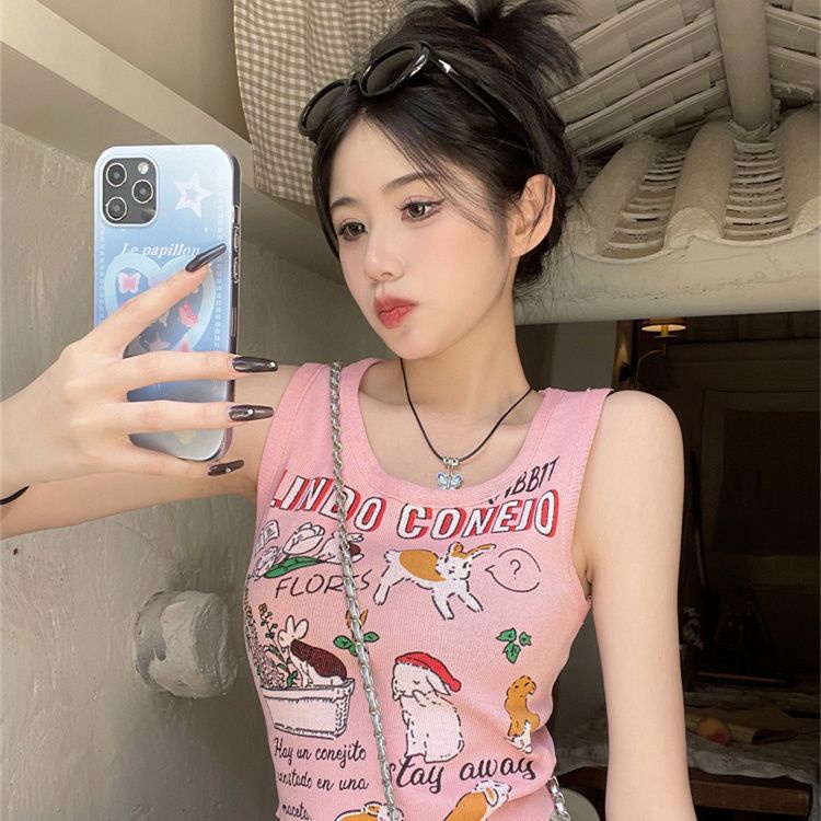 Jiashucheng Áo Hai Dây Dáng Ngắn Mặc Trong Mùa Hè Phong Cách Mỹ Ngọt Ngào Cho Nữ