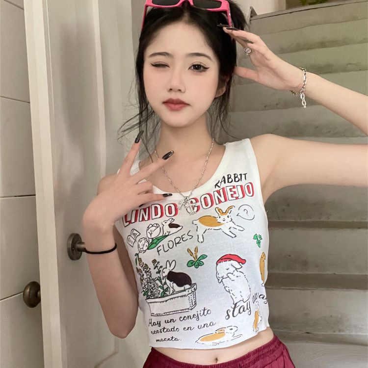 Jiashucheng Áo Hai Dây Dáng Ngắn Mặc Trong Mùa Hè Phong Cách Mỹ Ngọt Ngào Cho Nữ