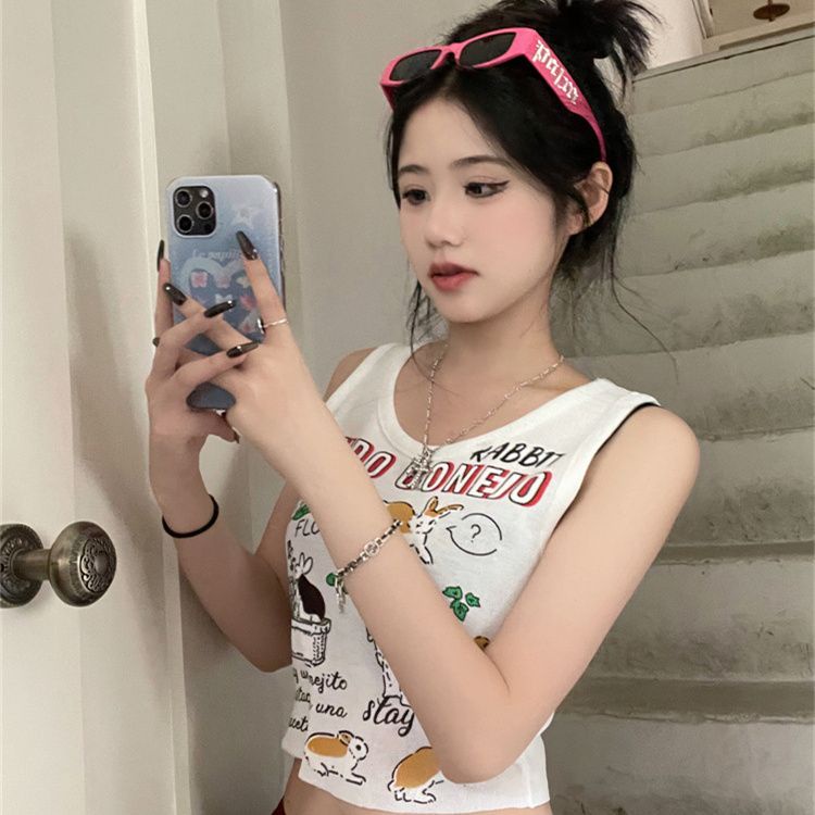 Jiashucheng Áo Hai Dây Dáng Ngắn Mặc Trong Mùa Hè Phong Cách Mỹ Ngọt Ngào Cho Nữ