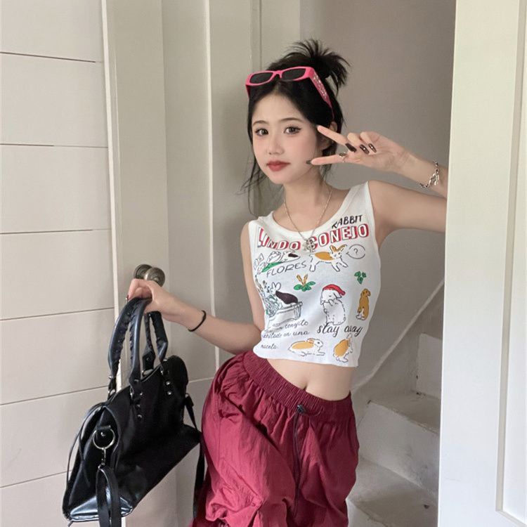 Jiashucheng Áo Hai Dây Dáng Ngắn Mặc Trong Mùa Hè Phong Cách Mỹ Ngọt Ngào Cho Nữ