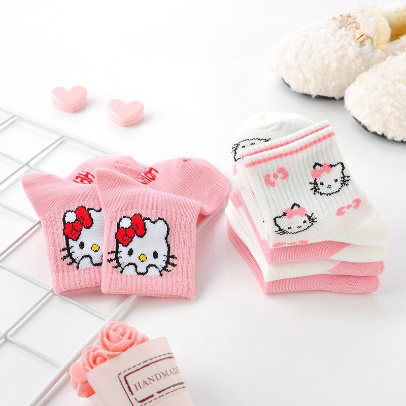 Vớ cotton Xuân Hè Cỡ Vừa In Họa Tiết Hoạt Hình Hello Kitty Dễ Thương Cho Bé Gái